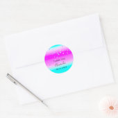Vielen Dank Name Datum Pink Ocean Ombre Confetti Runder Aufkleber (Umschlag)