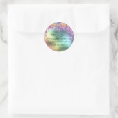 Vielen Dank Name Datum Rainbow Tropfen Holographis Runder Aufkleber (Tasche)