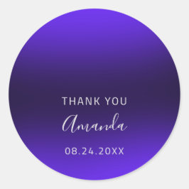 Vielen Dank Name Datum Sweet 16. Wedding Blue Navy Runder Aufkleber