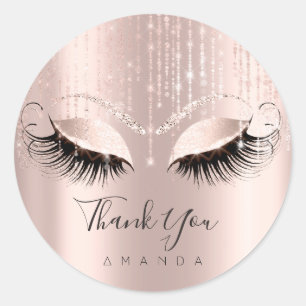 Vielen Dank Name Eyelash Rose Bridal Sweet 16. Runder Aufkleber