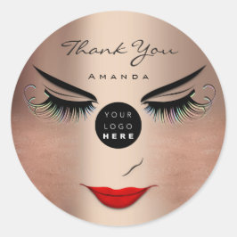 Vielen Dank Name Eyelash Sweet 16. PinkLogo Qr Cod Runder Aufkleber