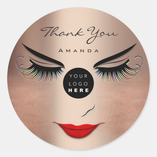 Vielen Dank Name Eyelash Sweet 16. PinkLogo Qr Cod Runder Aufkleber (Vorderseite)