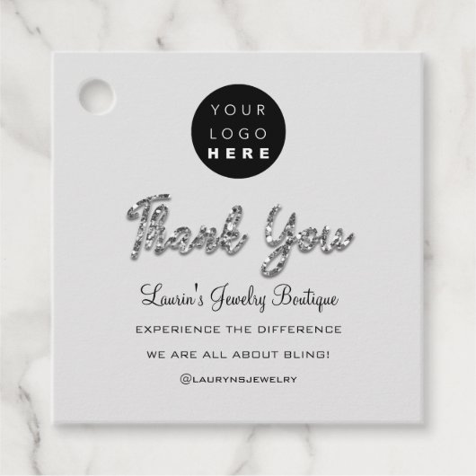 Vielen Dank Name Logo QR Code Silver Gray Geschenkanhänger (Vorderseite)