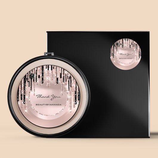 Vielen Dank Name Makeup Artist Tropfens Rose Glitz Runder Aufkleber