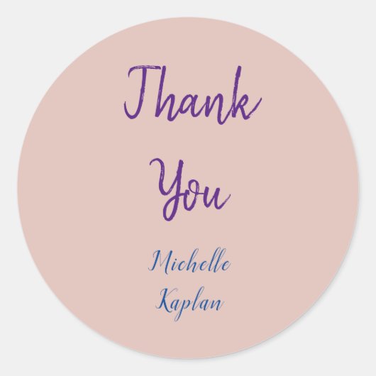 Vielen Dank Name Rose Gold Moderne Beruflich Runder Aufkleber (Vorderseite)