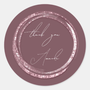 Vielen Dank Name Siegel Rose Pulver Blush Runder Aufkleber