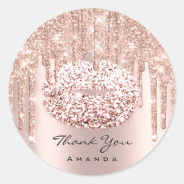 Vielen Dank Name Sweet 16. Brautparty Rose Runder Aufkleber