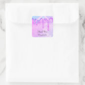 Vielen Dank Name Tropfen Gefallen Pink Blue Glitze Quadratischer Aufkleber (Tasche)