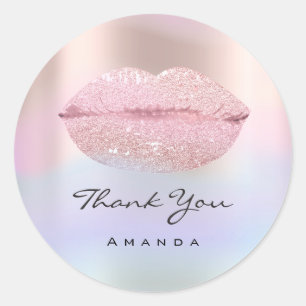Vielen Dank Name Unicron Rose Holograph Kiss Lips Runder Aufkleber