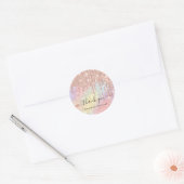 Vielen Dank Name Wedding Rose Glitzer Holographic Runder Aufkleber (Umschlag)