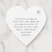 Vielen Dank Namen Danke Hochzeit Herz Geschenkanhänger (Rückseite)