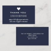 Vielen Dank, Navy Blue Discount Heart Visitenkarte (Vorne/Hinten)