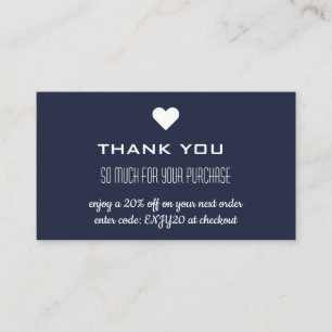 Vielen Dank, Navy Blue Discount Heart Visitenkarte