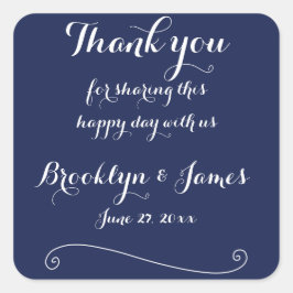 Vielen Dank Navy Blue Elegant Wedding Stickers
