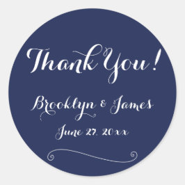 Vielen Dank Navy Blue Elegant Wedding Stickers