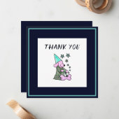 Vielen Dank Navy Blue Floral Niedlich Dog Mitteilungskarte (Vorderseite/Rückseite Beispiel)