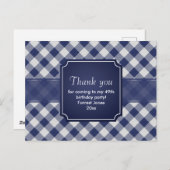 Vielen Dank Navy Blue Gingham Pattern Geometric Postkarte (Vorne/Hinten)