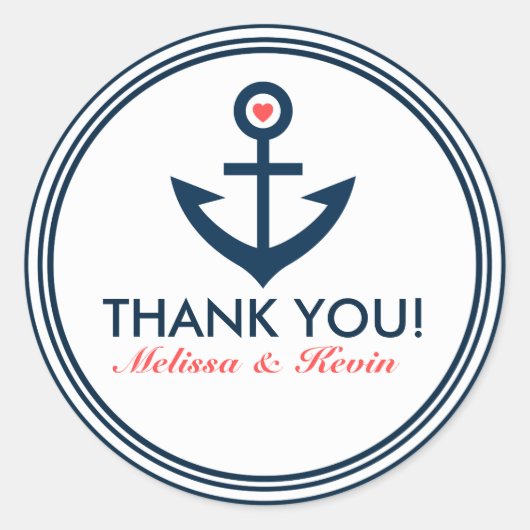 Vielen Dank Navy BlueNautical Boat Anchor Runder Aufkleber (Vorderseite)