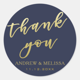 Vielen Dank | Navy & Gold Script Wedding Sticker