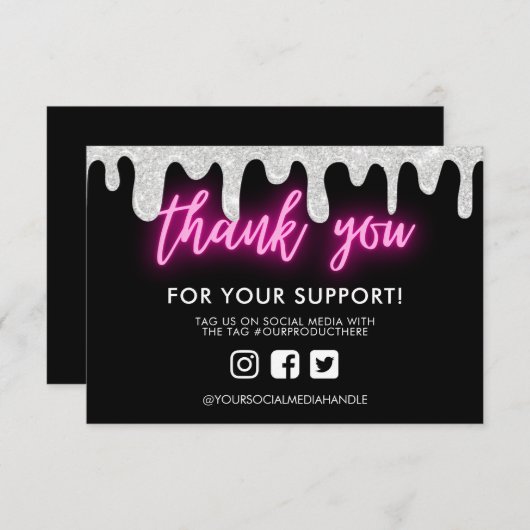 Vielen Dank Neon Glitzer Tropfen Benutzerdefiniert (Vorne/Hinten)