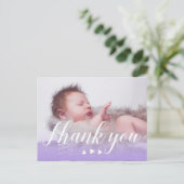 Vielen Dank | Neues Baby | Lila & Herz Postkarte (Stehend Vorderseite)