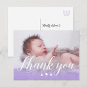 Vielen Dank | Neues Baby | Lila & Herz Postkarte (Vorne/Hinten)