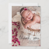 Vielen Dank, neugeborene Fotos Script Calligrafy Ankündigung (Vorderseite)