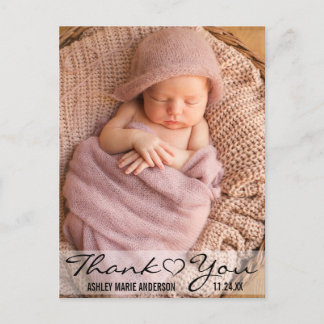 Vielen Dank, New Baby Modern Foto Heart Ankündigungspostkarte