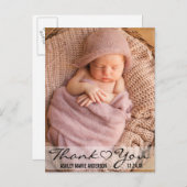 Vielen Dank, New Baby Modern Foto Heart Ankündigungspostkarte (Vorne/Hinten)