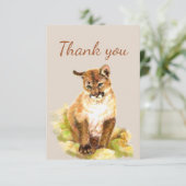 Vielen Dank Niedlich Cougar Puma Mountain Lion Cub Dankeskarte (Stehend Vorderseite)