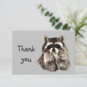 Vielen Dank Niedlich Raccoon Blows Kisses Animal S Dankeskarte (Stehend Vorderseite)