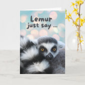Vielen Dank Niedlich Ring Tail Lemur Pun Karte (Gelbe Blume)