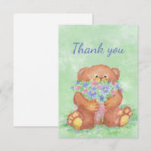 Vielen Dank Niedlich Teddy Bear Holding Blume Bouq Dankeskarte (Vorne/Hinten)