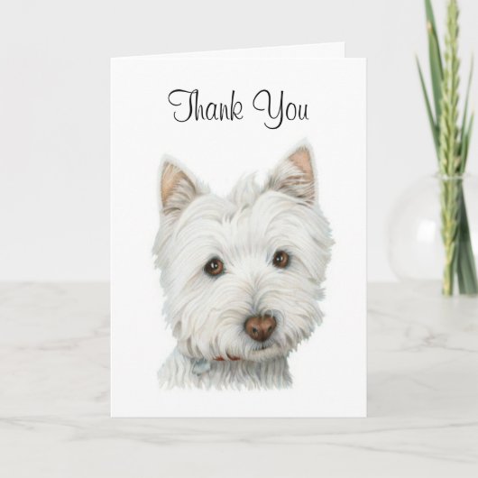Vielen Dank Niedlich Westie Dog Card Dankeskarte (Vorderseite)
