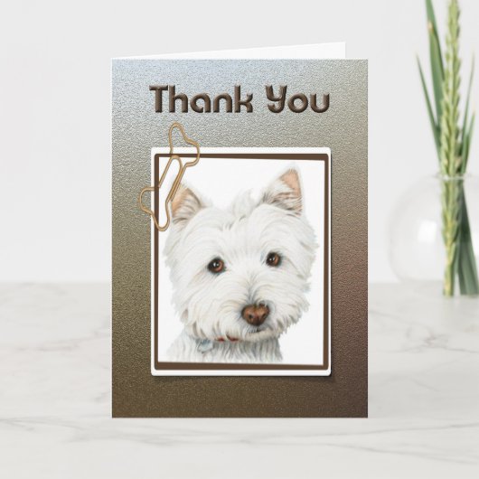 Vielen Dank Niedlich Westie Dog Card Dankeskarte (Vorderseite)