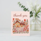 Vielen Dank Niedliche Bauernhof-Blume Herbst Postkarte (Stehend Vorderseite)
