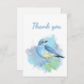 Vielen Dank Niedliche Wasserfarbe Bluebird Garden  Dankeskarte (Vorne/Hinten)