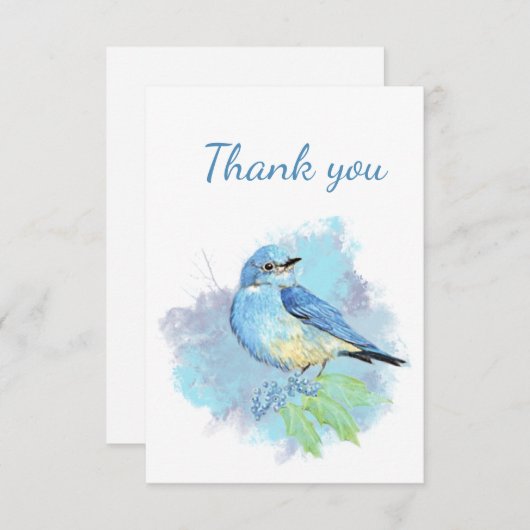 Vielen Dank Niedliche Wasserfarbe Bluebird Garden Dankeskarte (Vorne/Hinten)