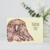 Vielen Dank Niedliche Watercolor Burrowing Owl Bir Dankeskarte (Stehend Vorderseite)