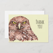 Vielen Dank Niedliche Watercolor Burrowing Owl Bir Dankeskarte (Vorne/Hinten)