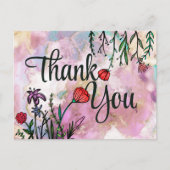 Vielen Dank Niedliche Wildblume Wasserfarbenmarmor Postkarte (Vorderseite)