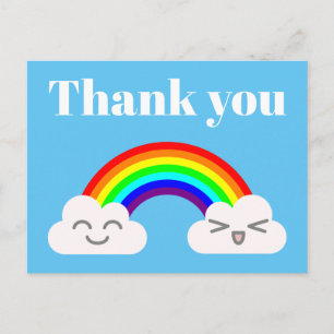 Vielen Dank Niedliche Wolken und eine Regenbogen-P Postkarte