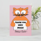 Vielen Dank! Niedlicher Cartoon Mustache Cat Dankeskarte (Stehend Vorderseite)
