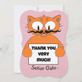 Vielen Dank! Niedlicher Cartoon Mustache Cat Dankeskarte