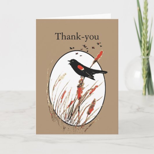 Vielen Dank Niedlicher kleiner Rot-Flügel-Blackbir Dankeskarte (Vorderseite)