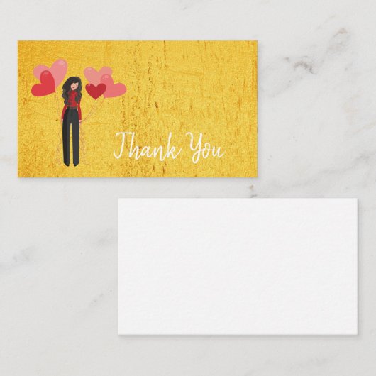 Vielen Dank niedliches Mädchen mit Ballonglasur Mitteilungskarte (Vorne/Hinten)