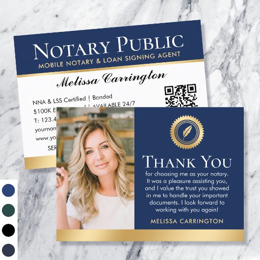 Vielen Dank, Notary Public Foto Navy Dark Blue Gol Visitenkarte