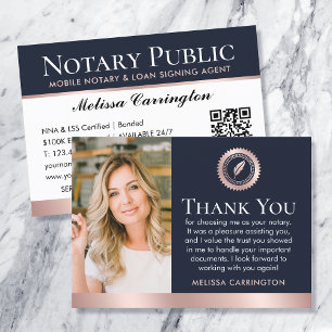 Vielen Dank Notary Public Foto Rose Gold Navy Blue Visitenkarte