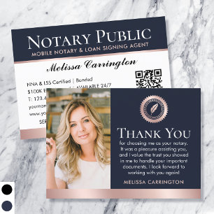 Vielen Dank Notary Public Foto Rose Gold Navy Blue Visitenkarte