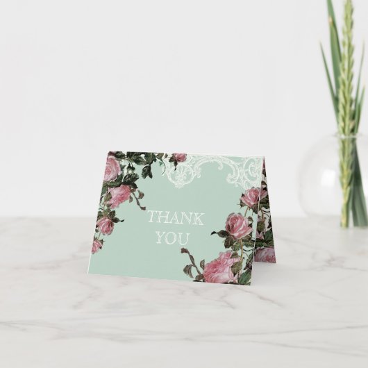 Vielen Dank Note Cards Wedding, Trellis Rose Vinta Dankeskarte (Vorderseite)